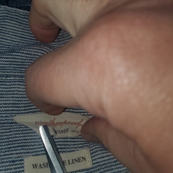 Weatherproof Vintage Size XXL Linen Blend Blue Striped Tie Front Button Up Shirt - Picture 5 of 9